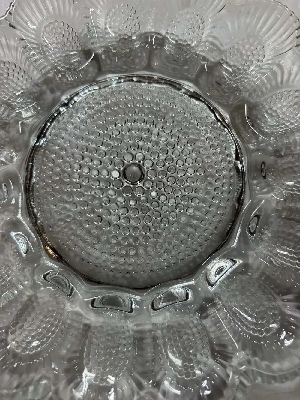 Vintage Indiana Glass Company Clear Hobnail Deviled Egg Plate 11 Inch